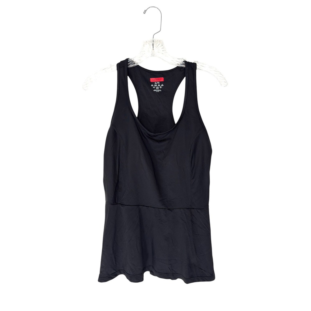 Spanx Get Moving Tank Top Black Racerback Built in Bra Gym Workout Active XL